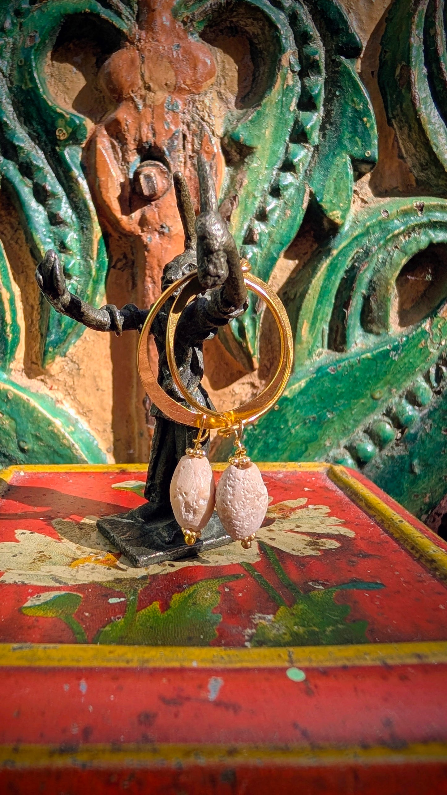 Bold gold trade beads hoops