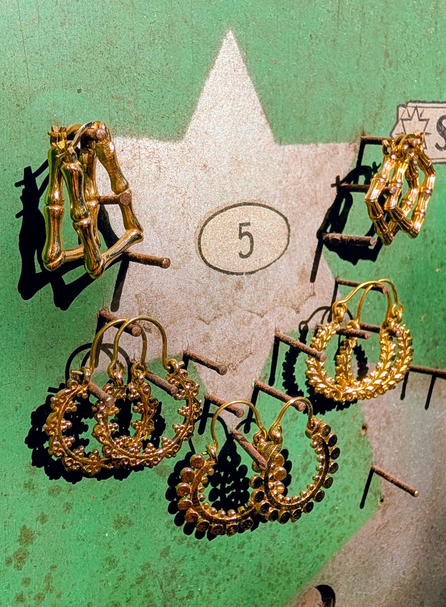 Fancy brassy Indian hoops - small