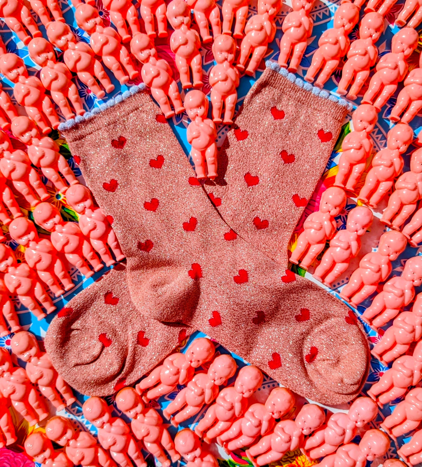 Kitschy heart glitter socks