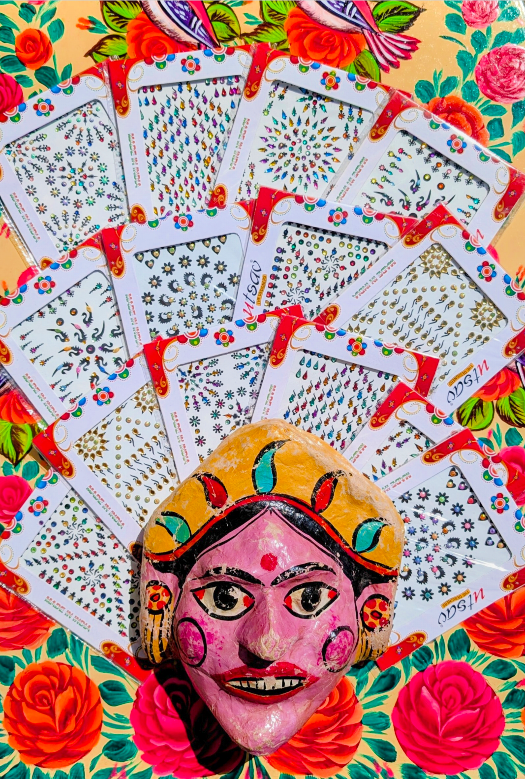 Decorate yourself and everyone around you with this mega pack of fancy super fabulous bindis, making you sparkle and shine!!

A festival staple, and a great party bag swag too!

Sold as 1 sheet of many bindi (70-120 individual bindis)

Colours vary slightly, all are bright and beautiful!!

Self adhesive.

 

 