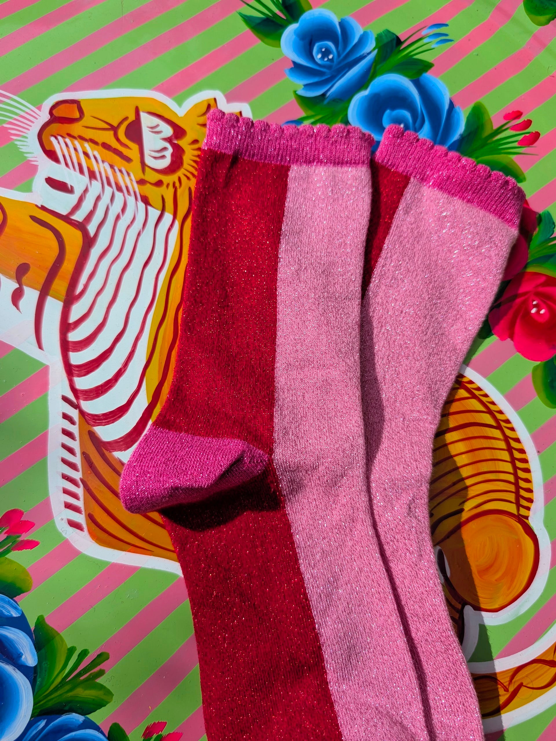 Colour block Glitter Socks