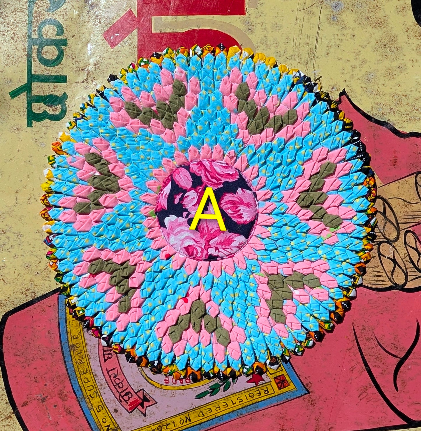 Recycled fabric mat round