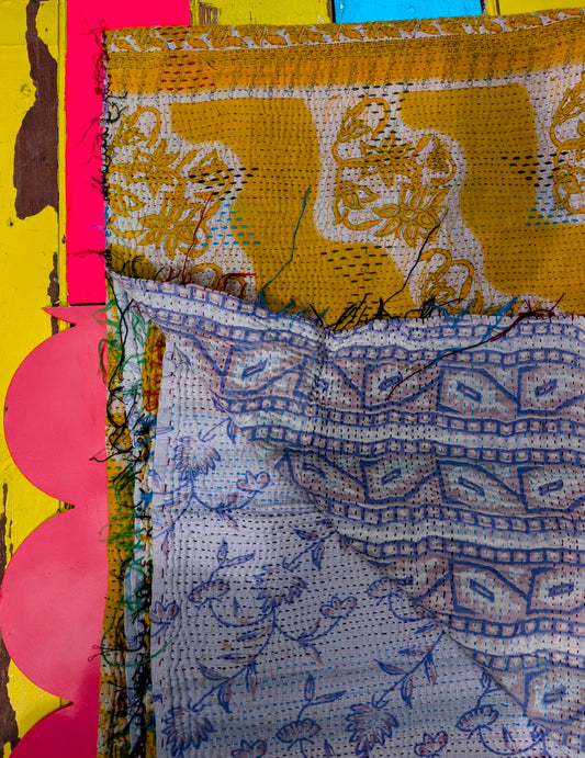 Floral graphic Kantha quilts - No 5