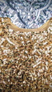 Encrusted gold or silver sequin cape