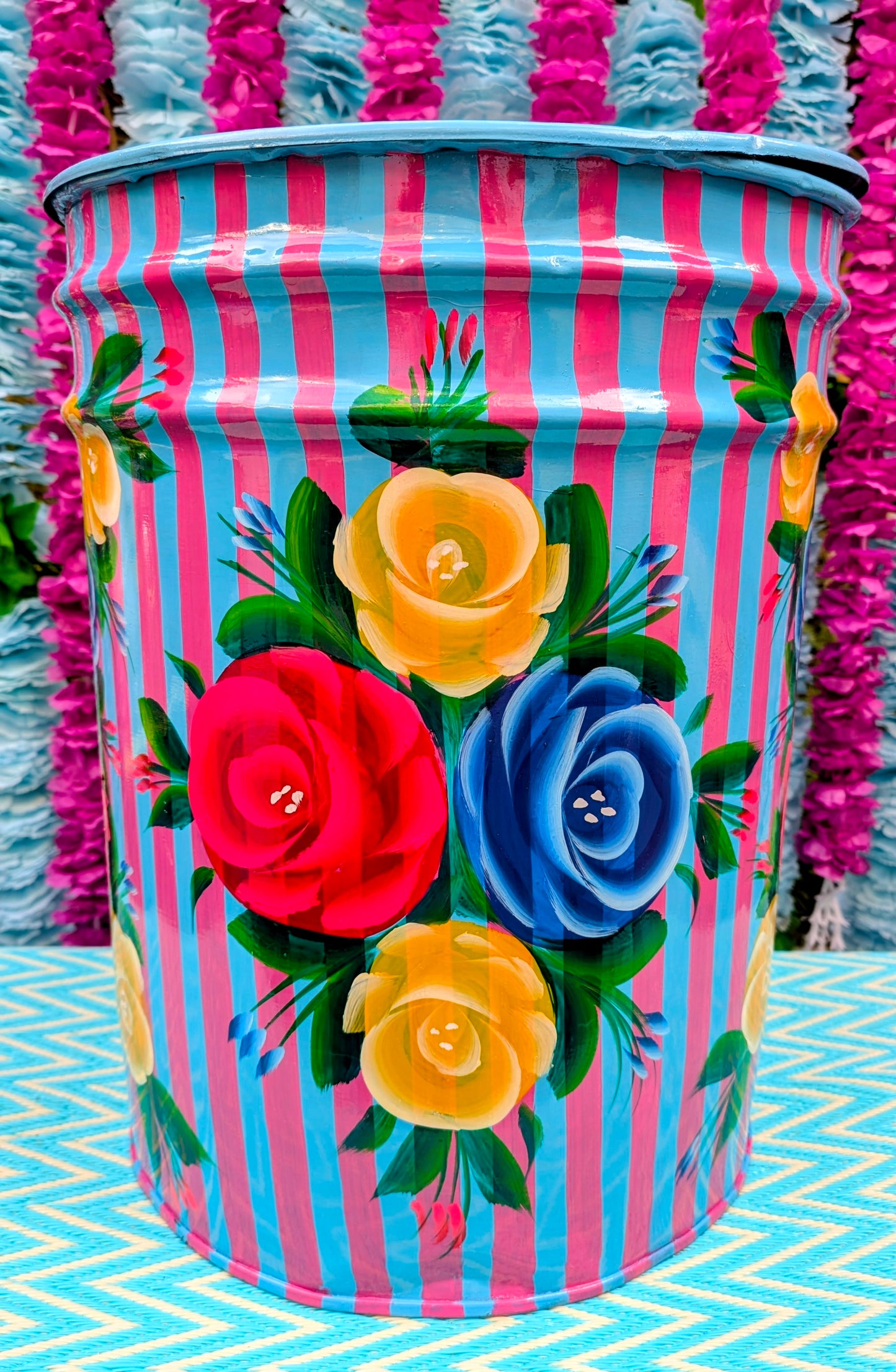 Recycled truck art barrels