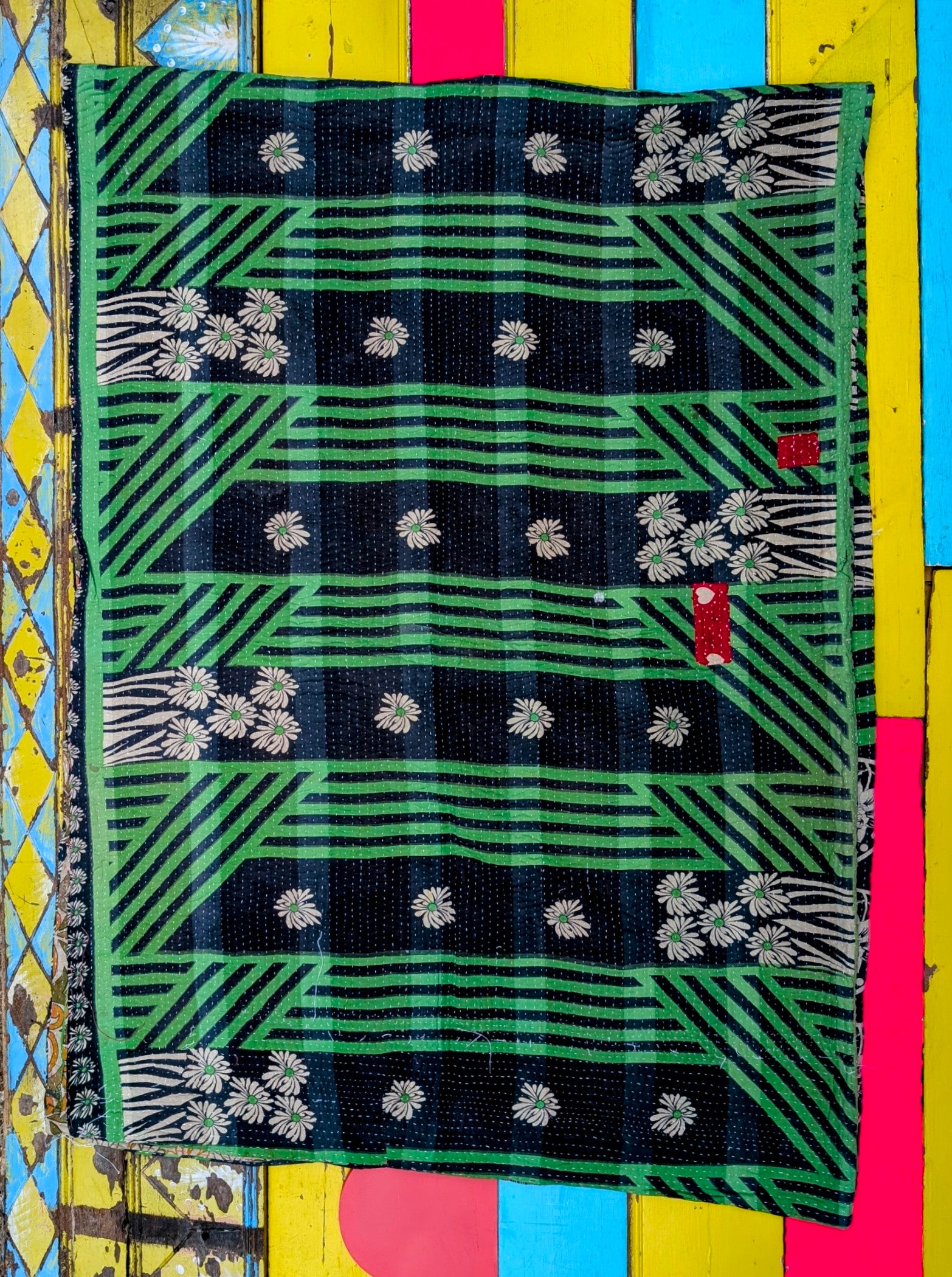 Floral graphic Kantha quilts - No 7