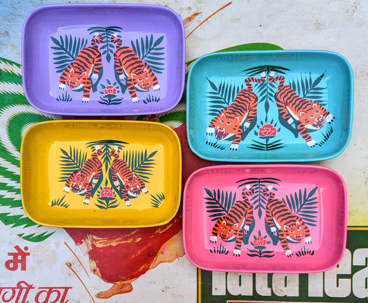 Hand painted tiger trinket tray