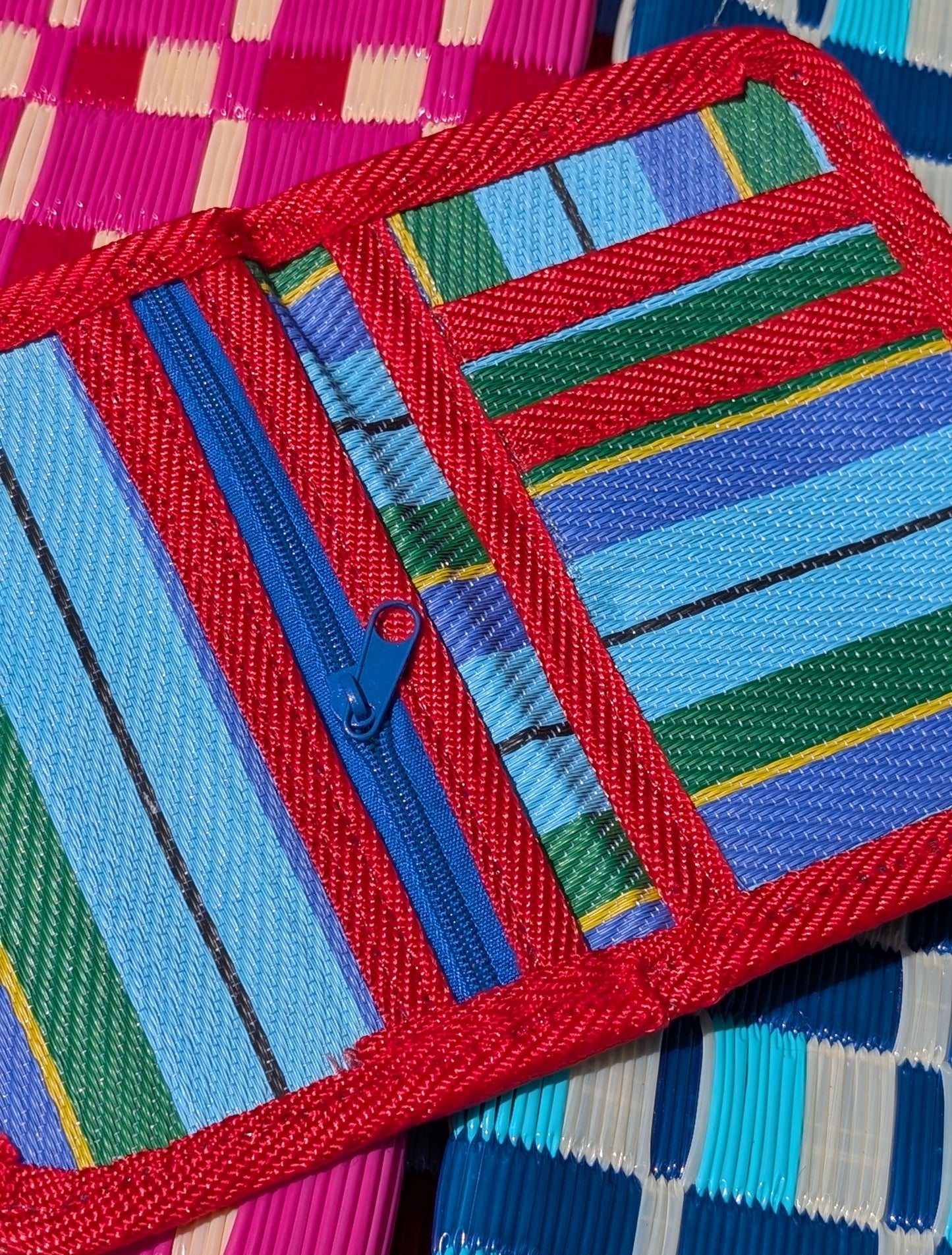 Recycled striped wallet