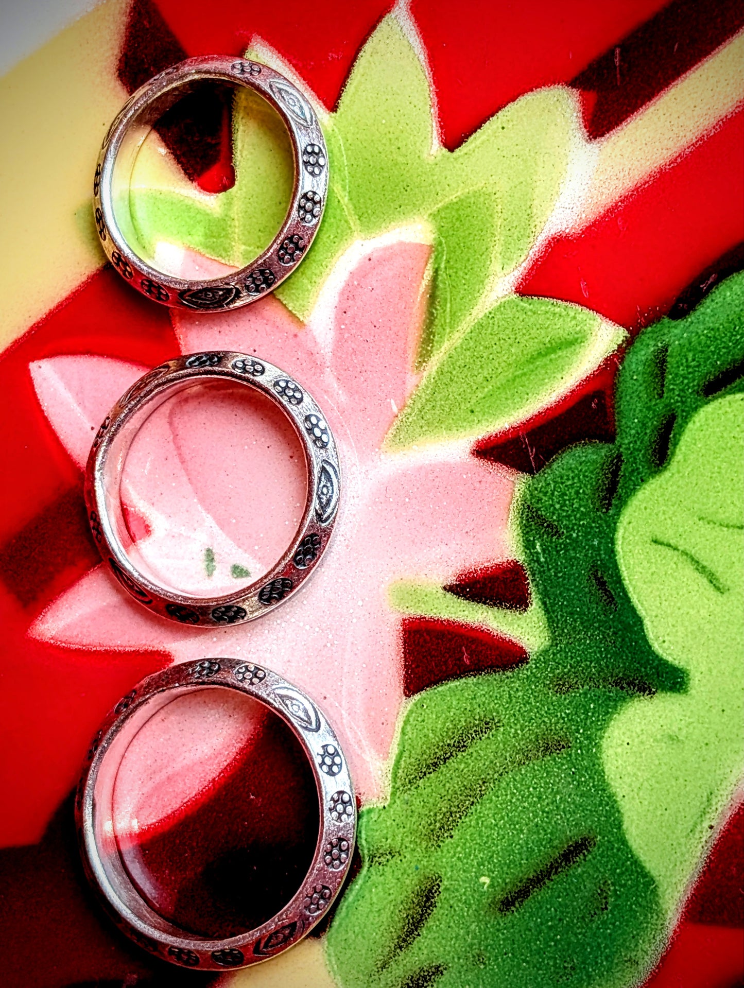 Hill tribe floral stamped ring