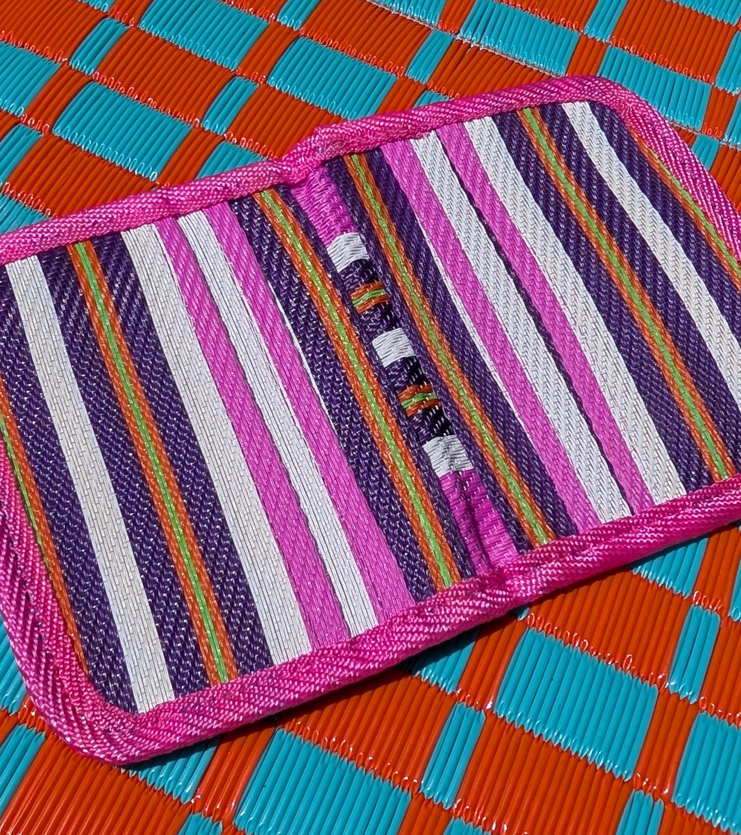Striped recycled card holder