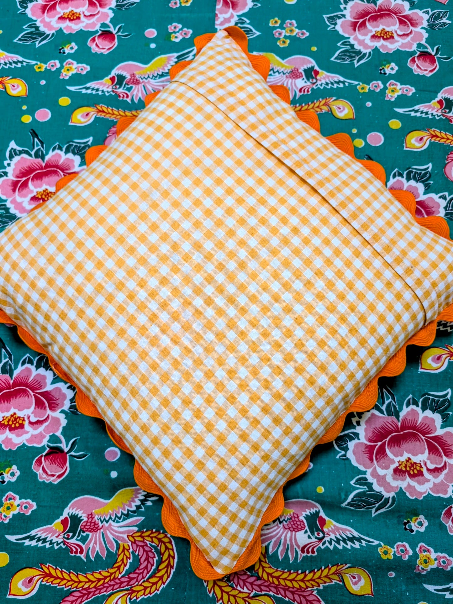 Shanghai peony and gingham cushions