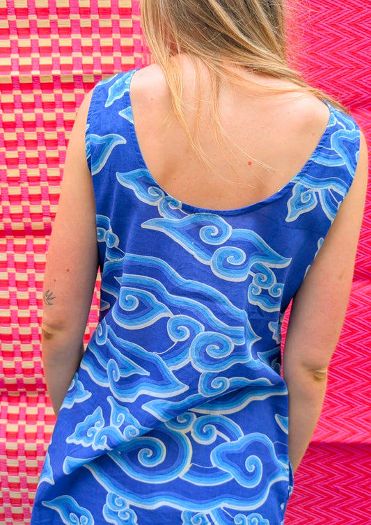 Cloud print Vest dress