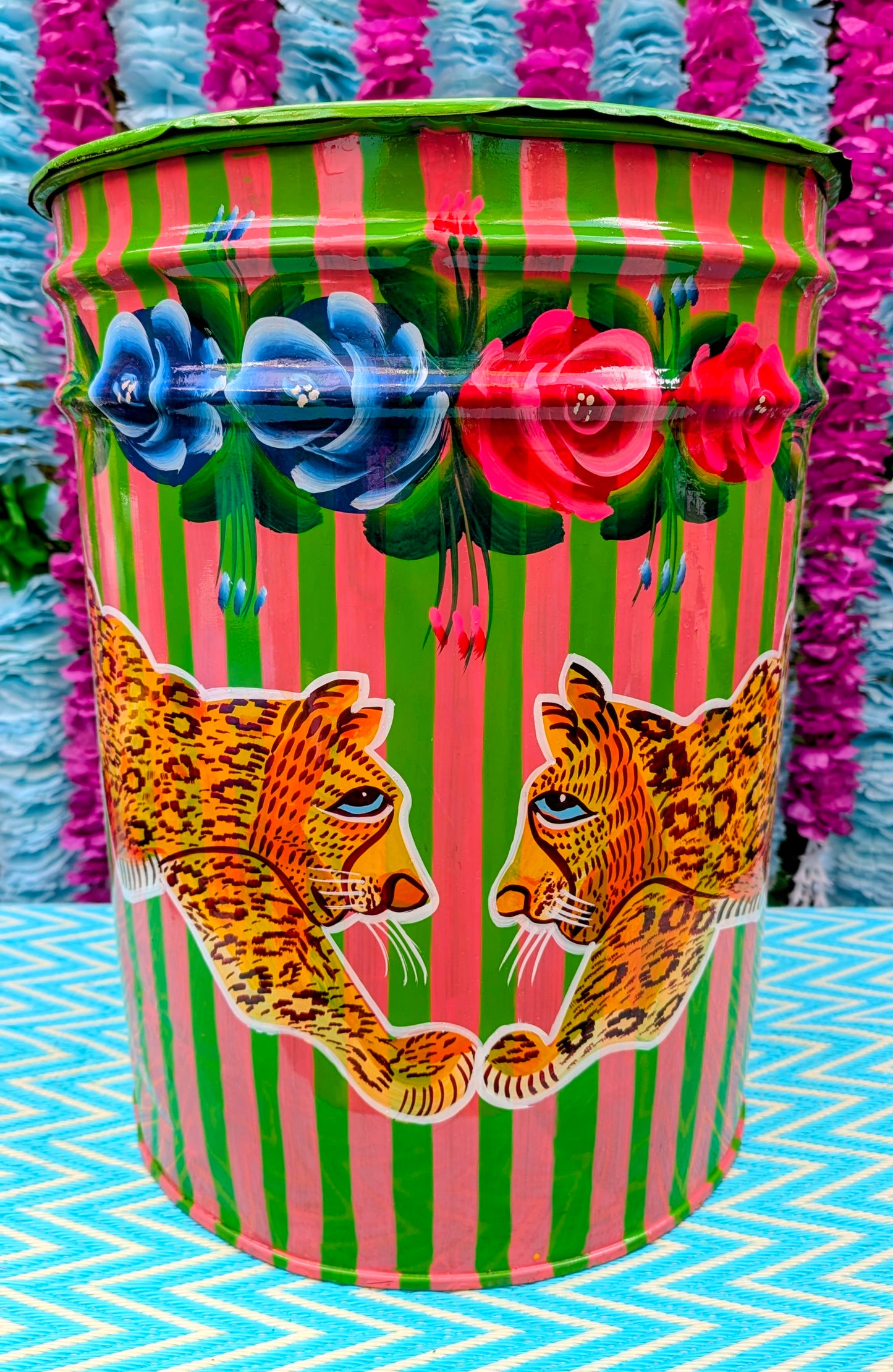 Recycled truck art barrels