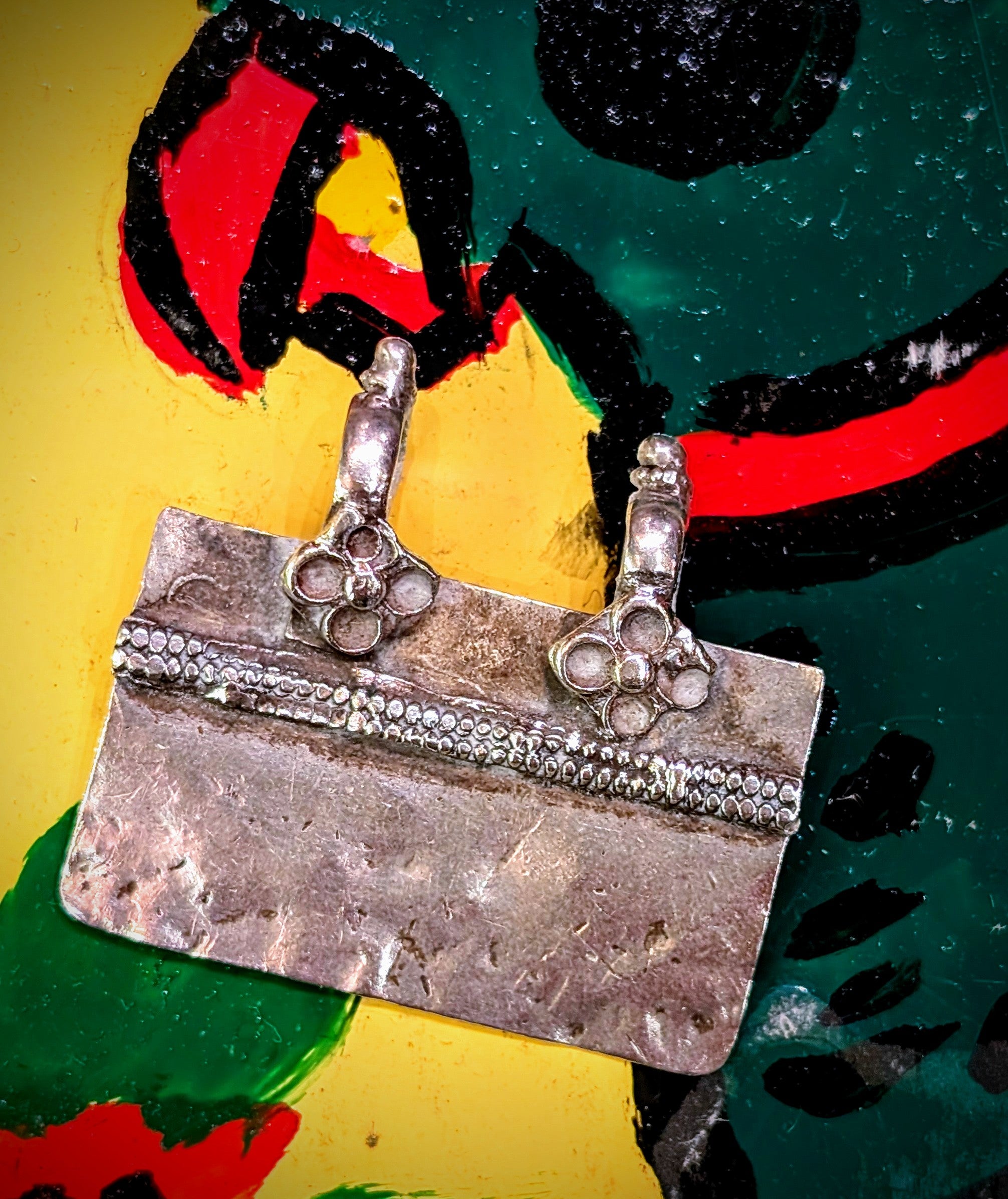 Antique silver geometric pendants