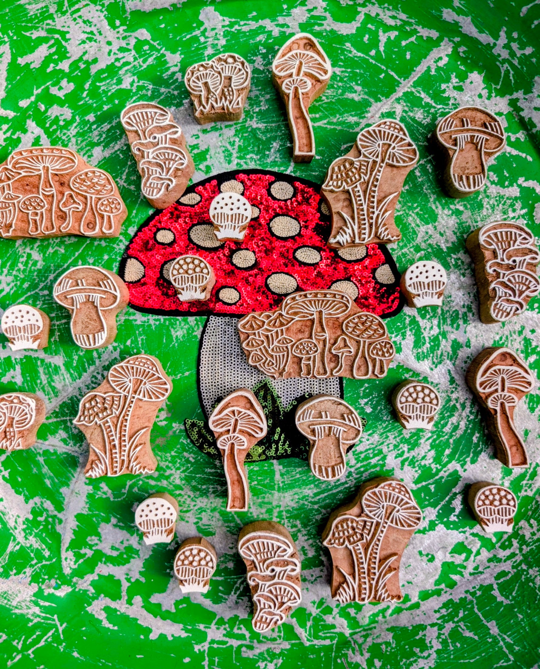 Toadstools wood blocks