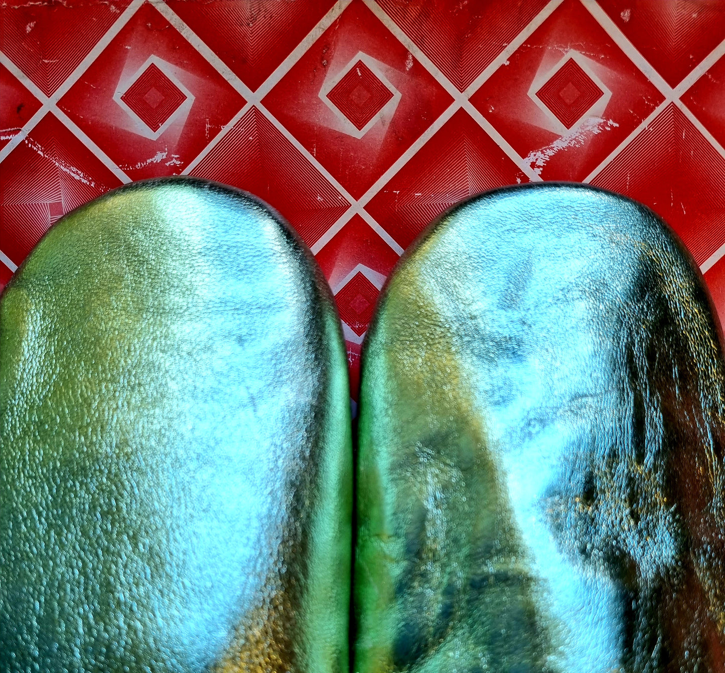 Soft leather metallic slippers .. size 38