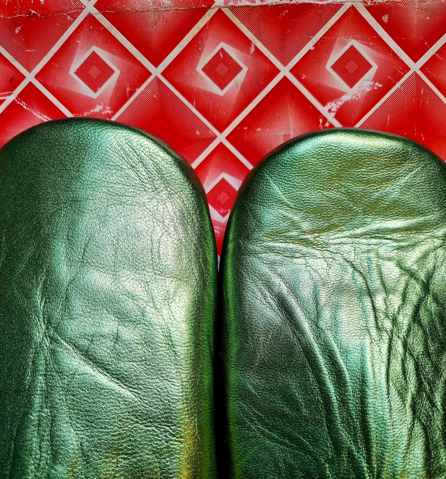 Soft leather metallic slippers .. size 41