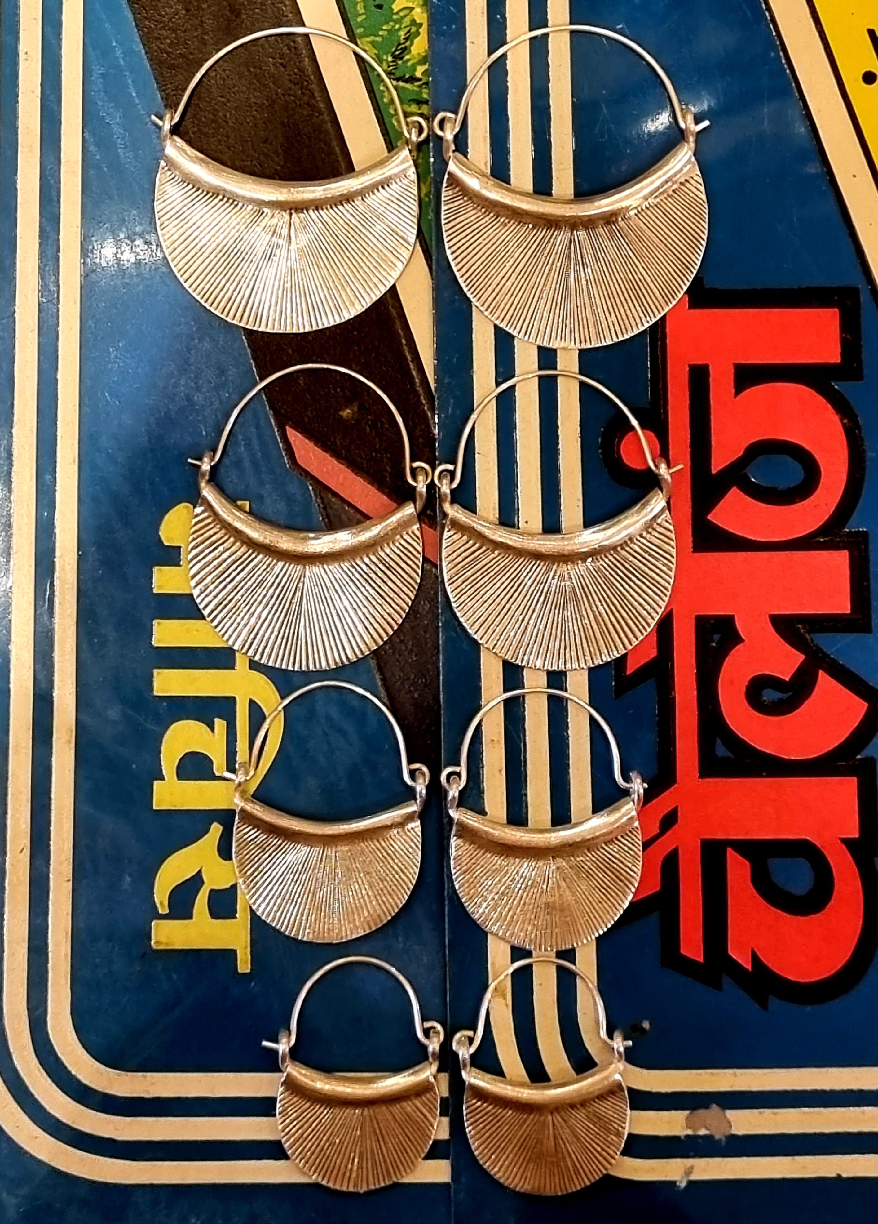 Myanmar fan hoop earrings