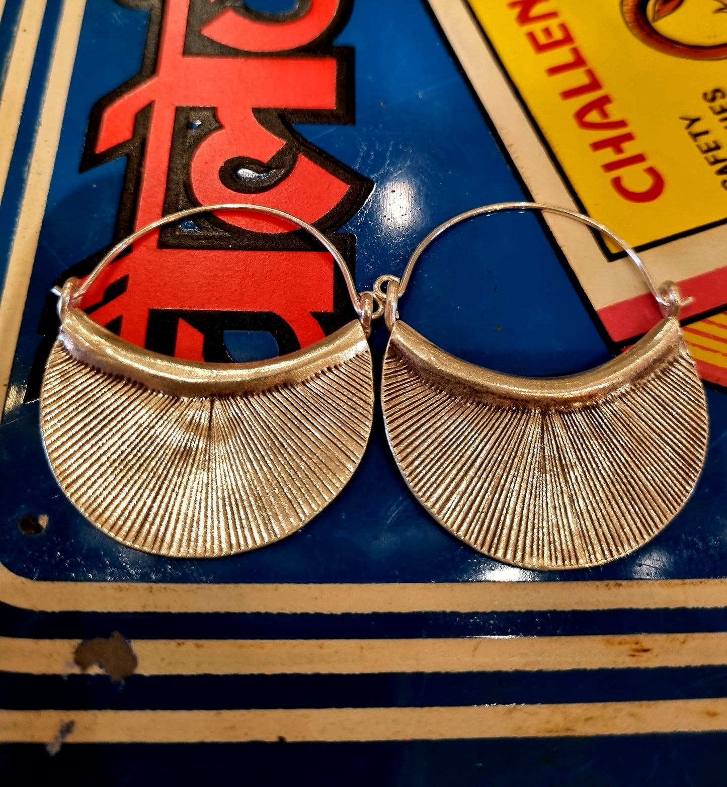 Myanmar fan hoop earrings