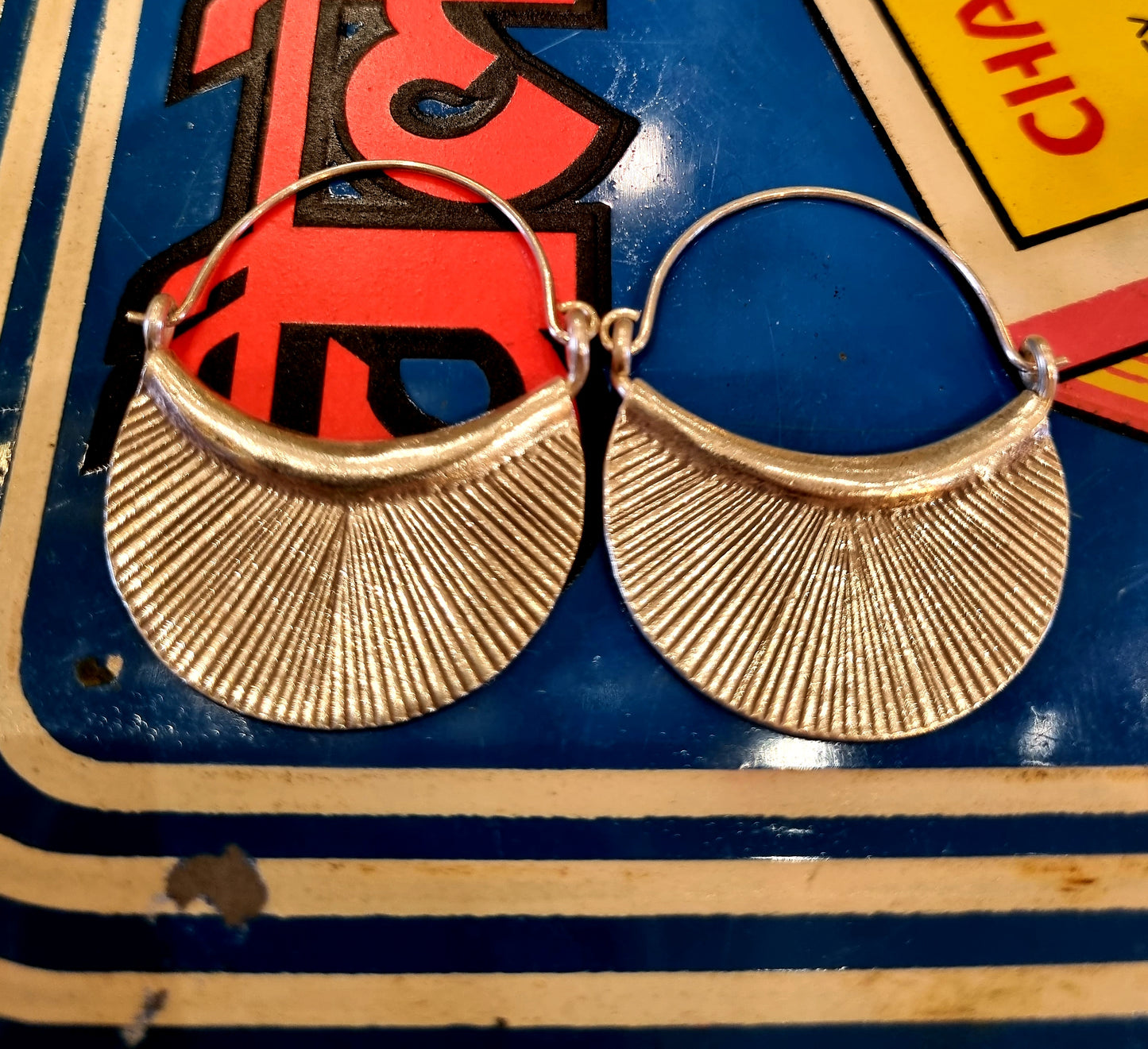 Myanmar fan hoop earrings