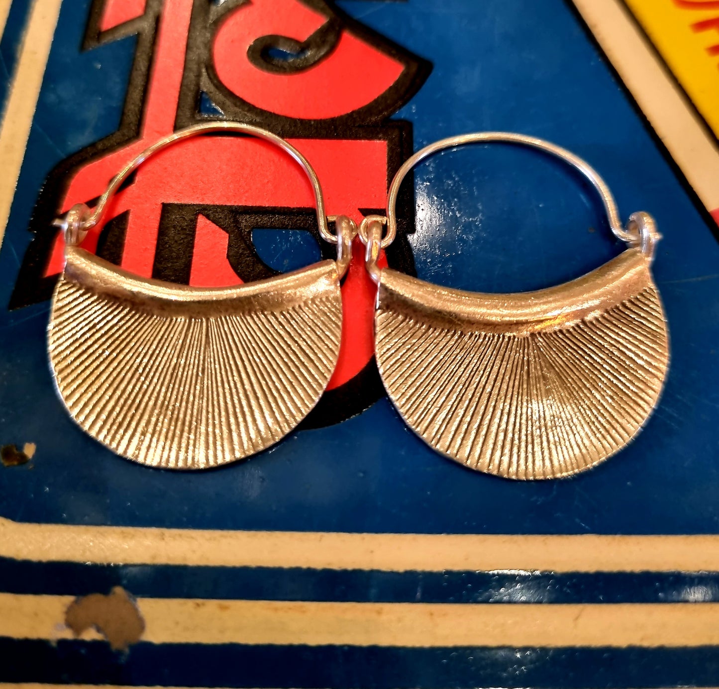 Myanmar fan hoop earrings