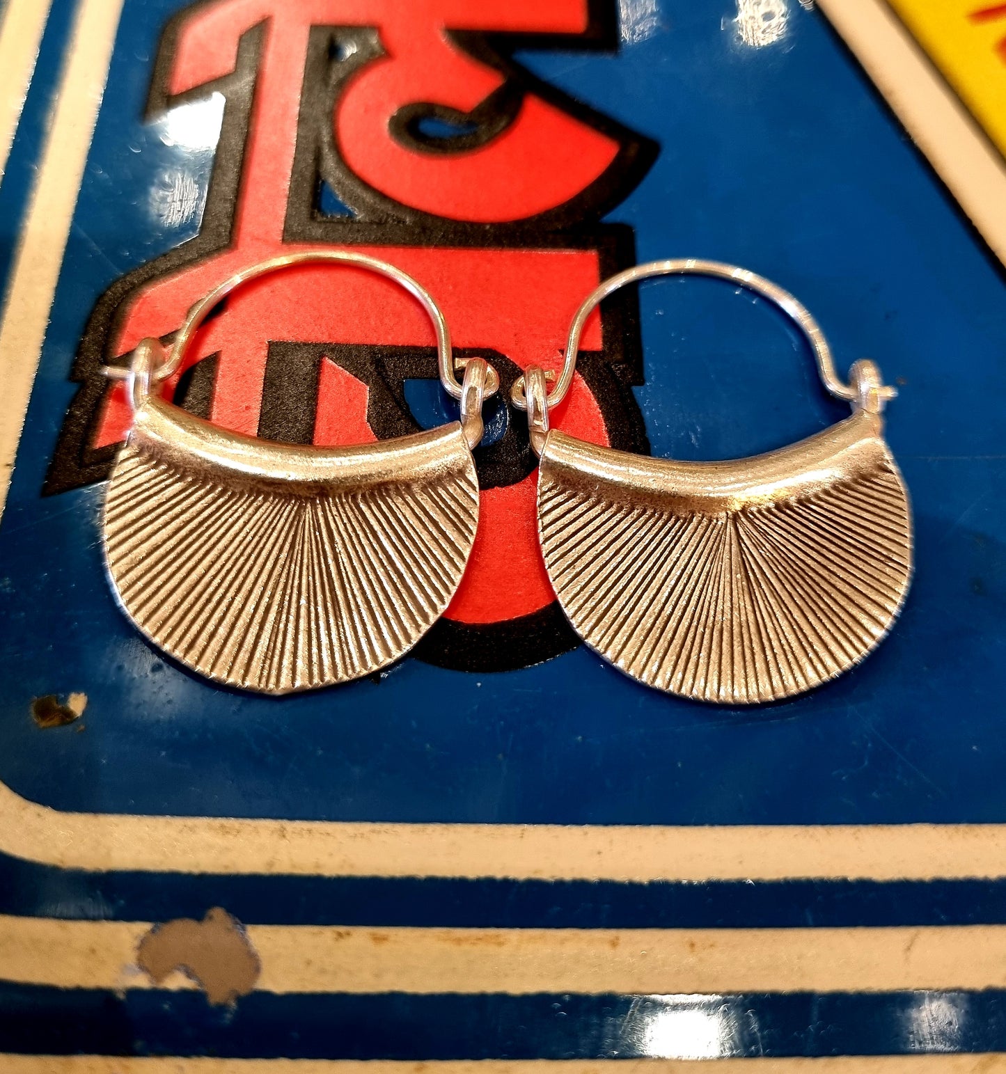 Myanmar fan hoop earrings