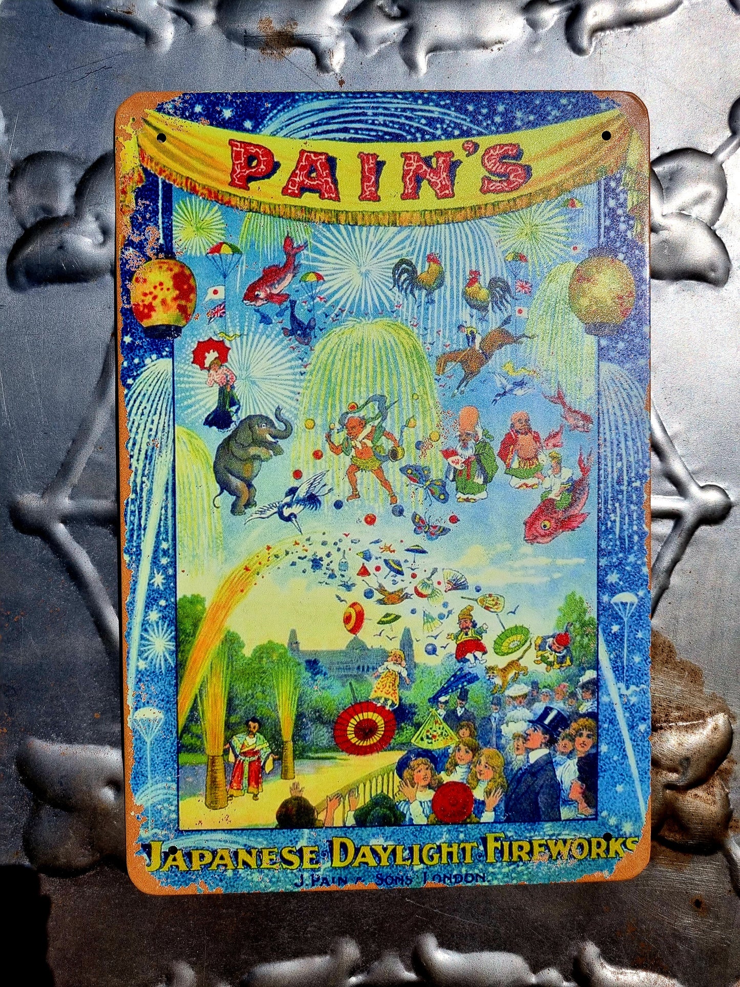 Firework tin signs