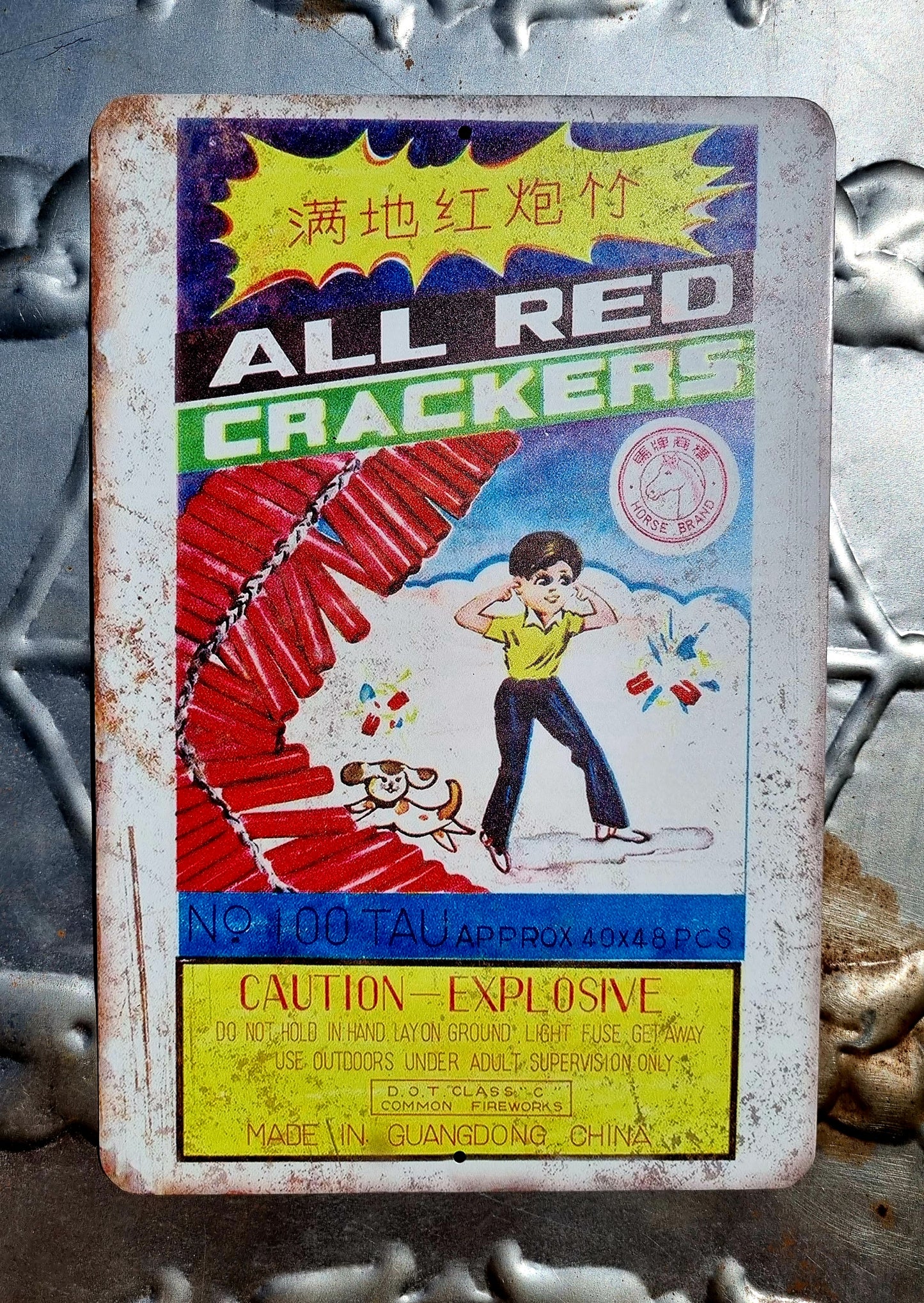 Firework tin signs