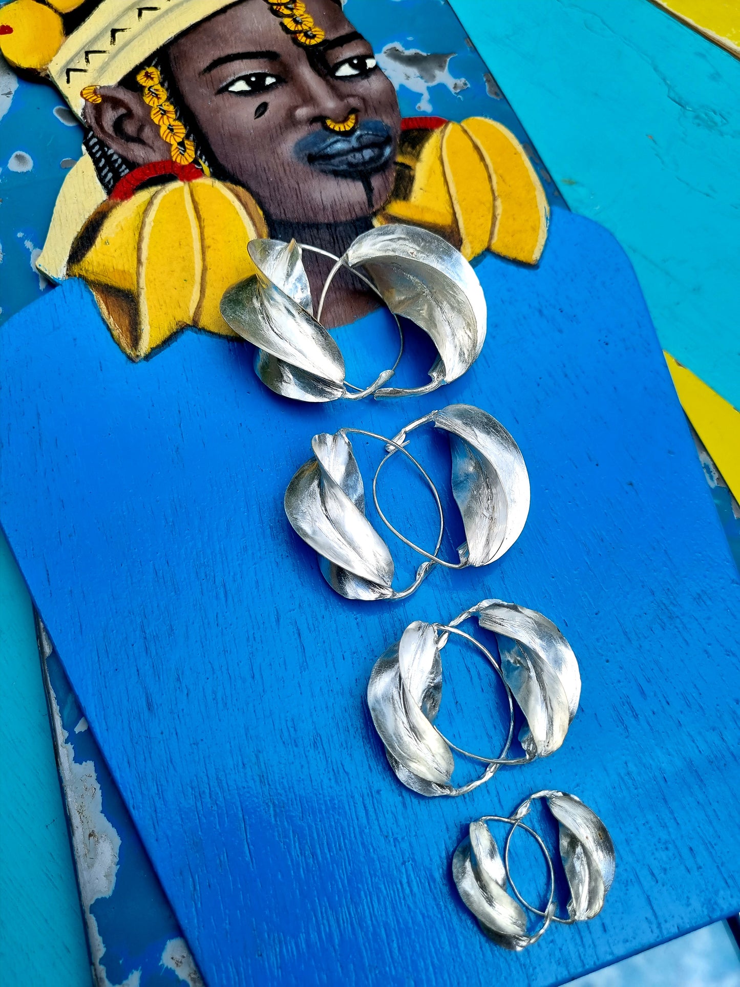 Fulani silver plated brass earring