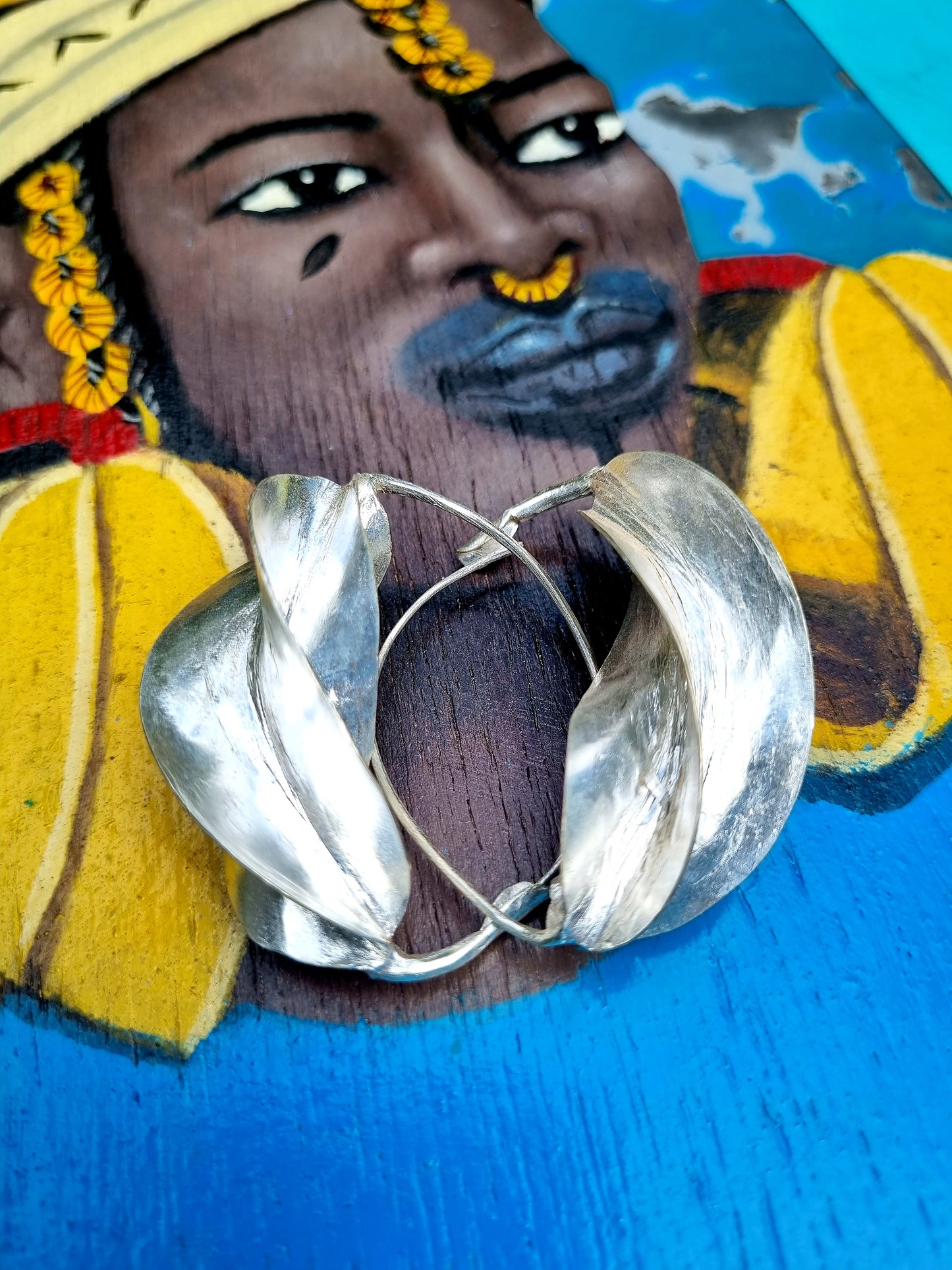 Fulani silver plated brass earring