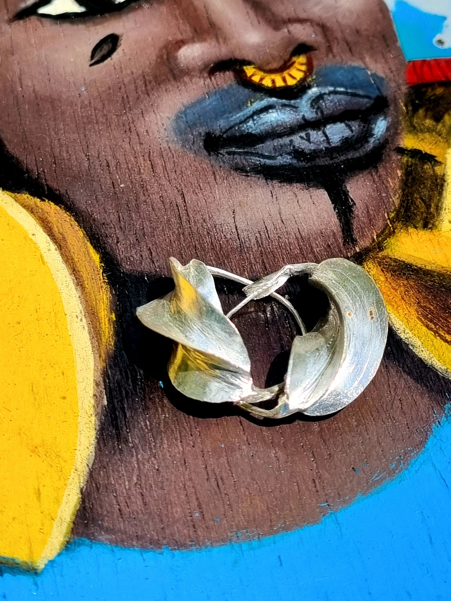 Fulani silver plated brass earring