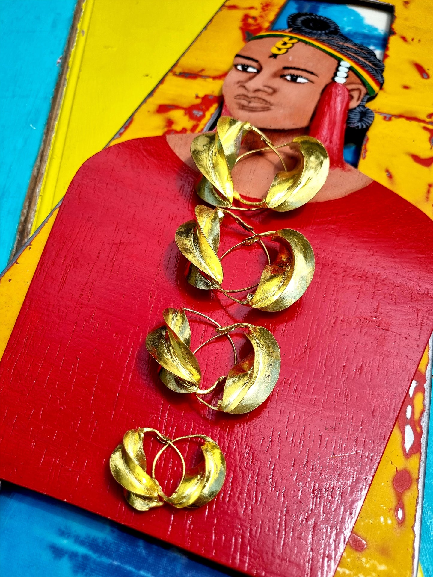 Fulani gold plated brass earring
