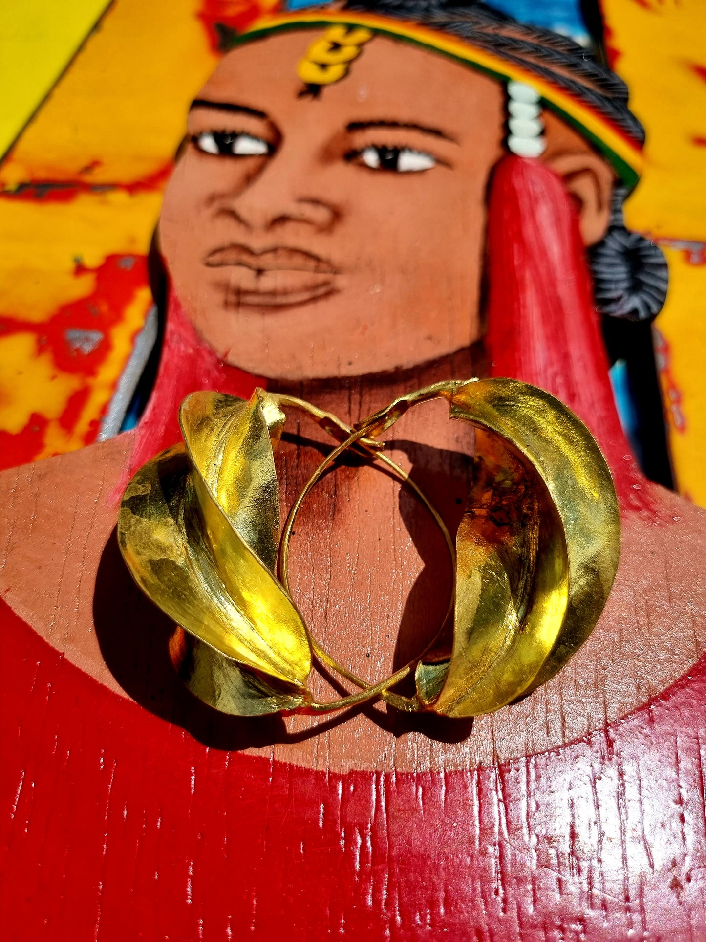 Fulani gold plated brass earring
