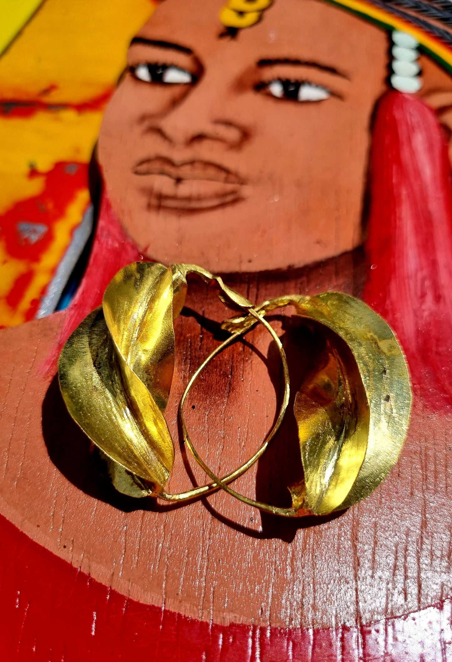 Fulani gold plated brass earring