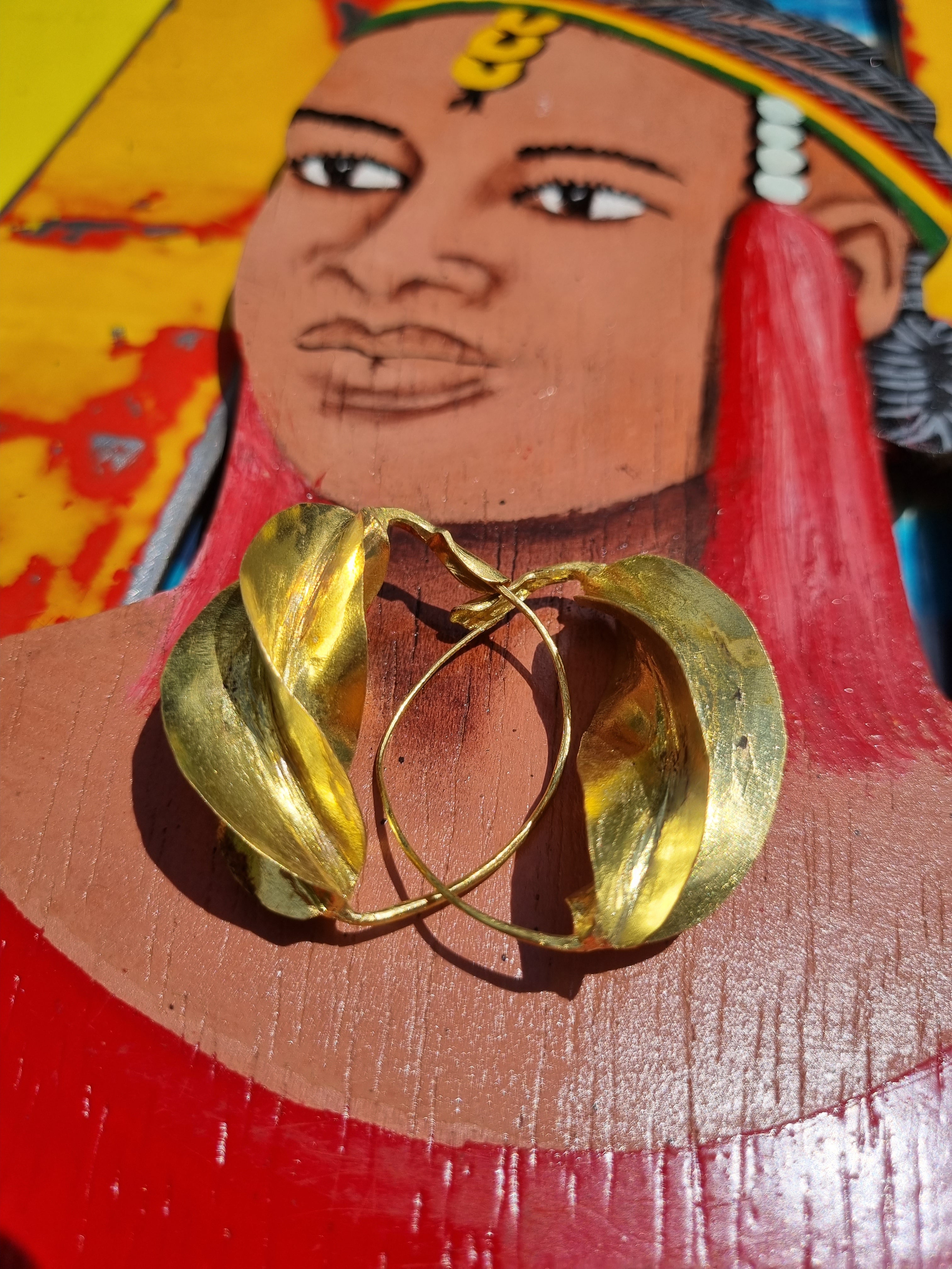 Fulani gold plated brass earring