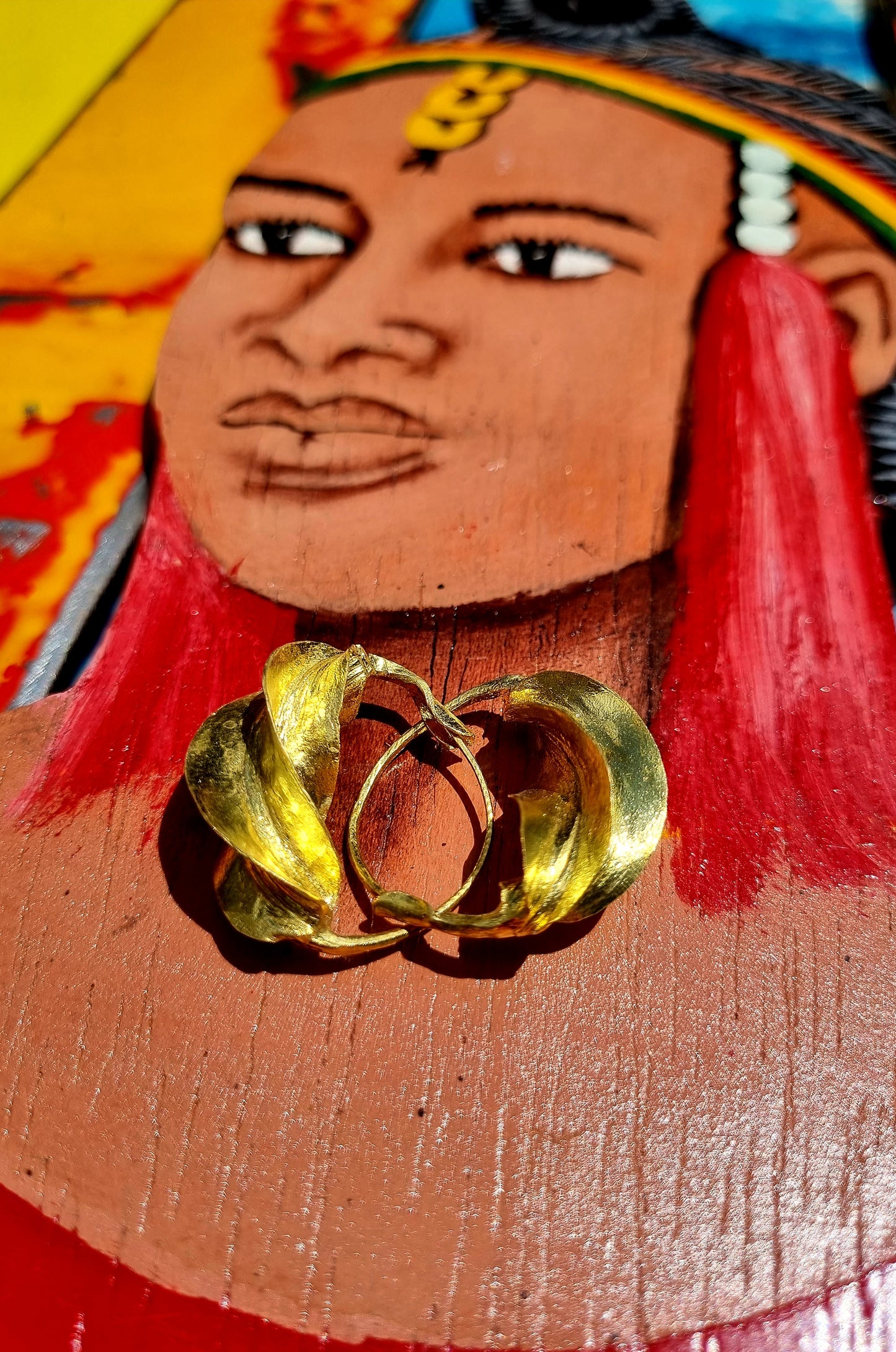 Fulani gold plated brass earring