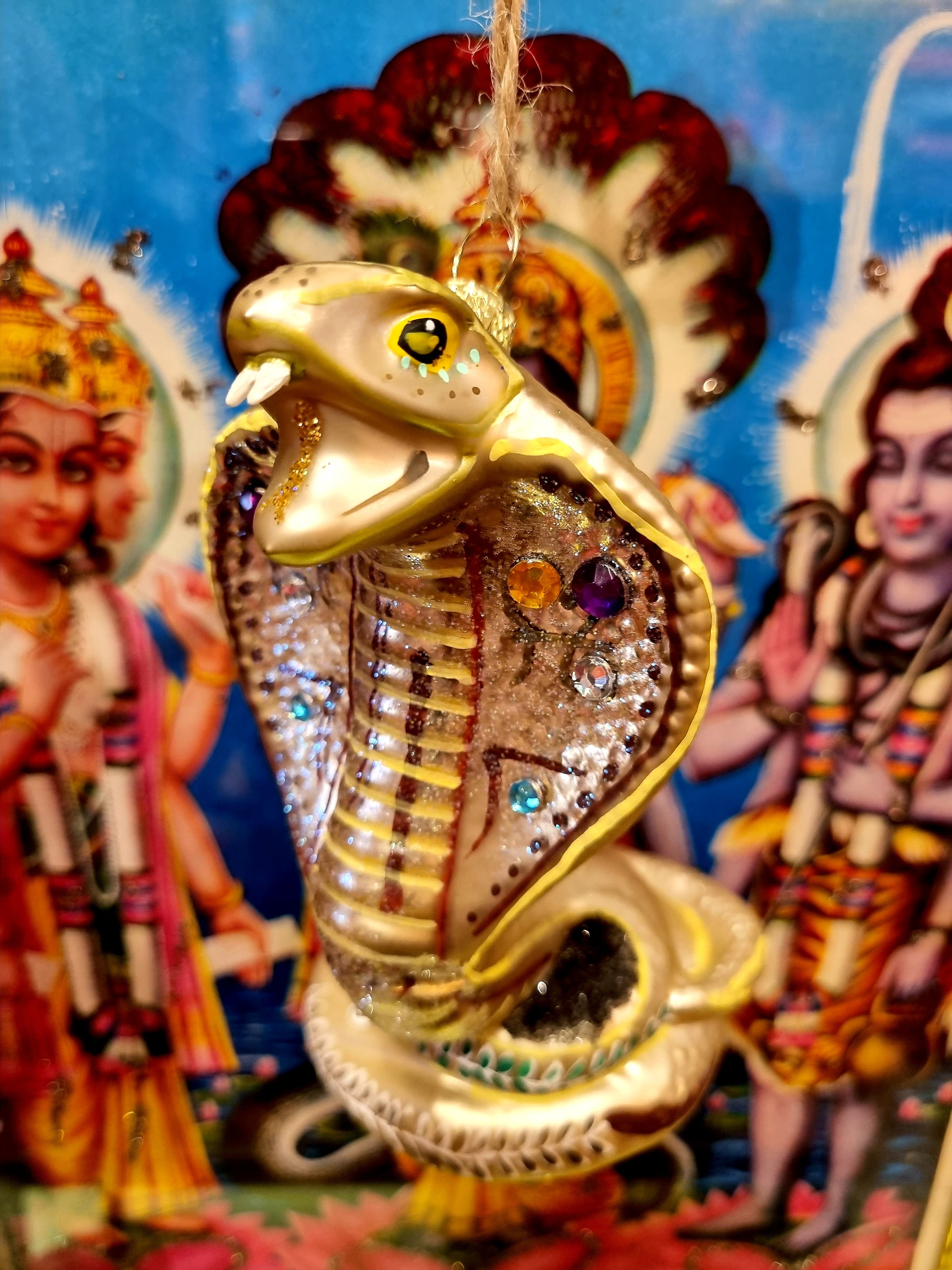 Serpent king of Lord Shiva glass hanging ornament