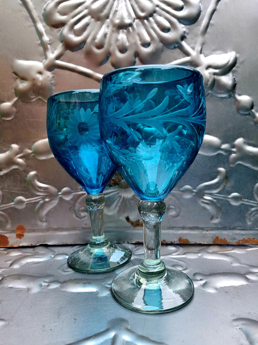 Etched wine glasses