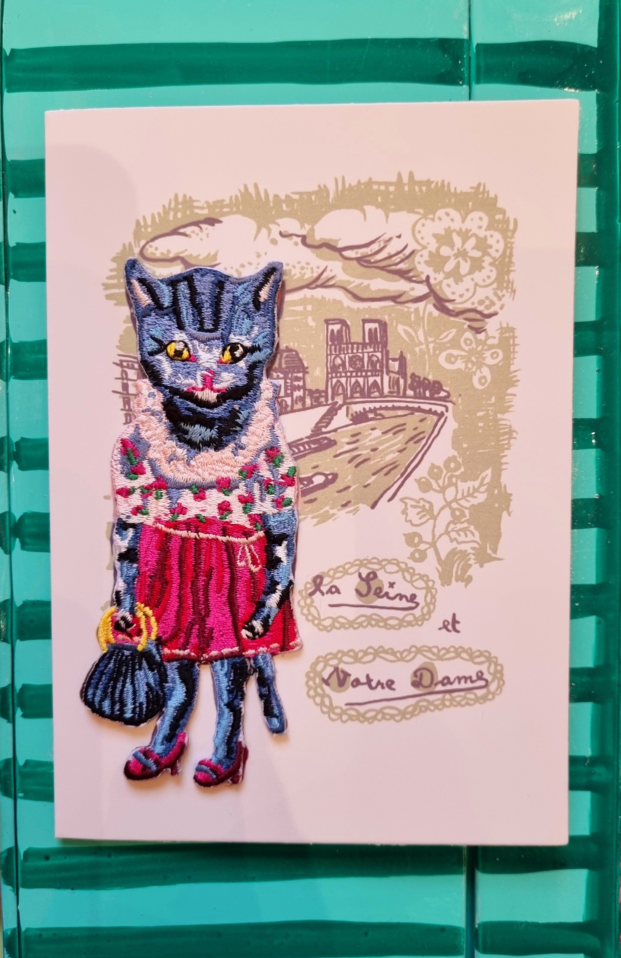 Cat iron on patch cards by Nathalie Lete