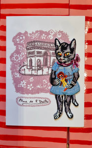 Cat iron on patch cards by Nathalie Lete