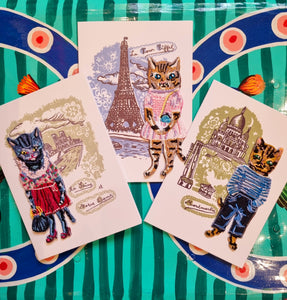 Cat iron on patch cards by Nathalie Lete