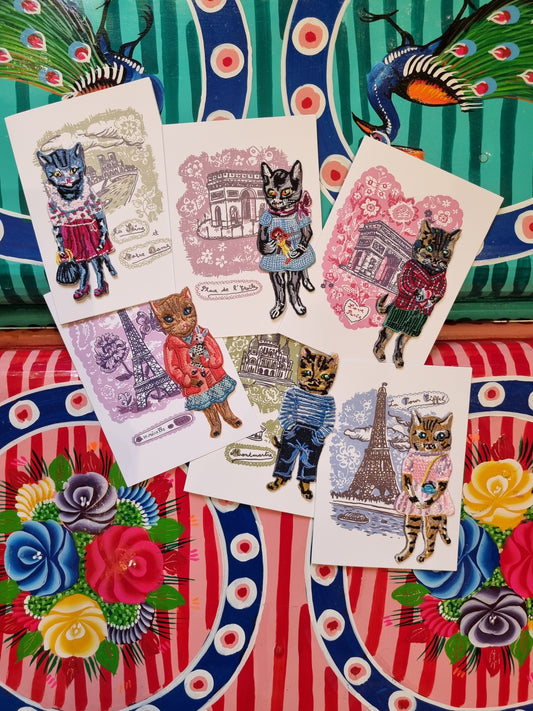 Cat iron on patch cards by Nathalie Lete