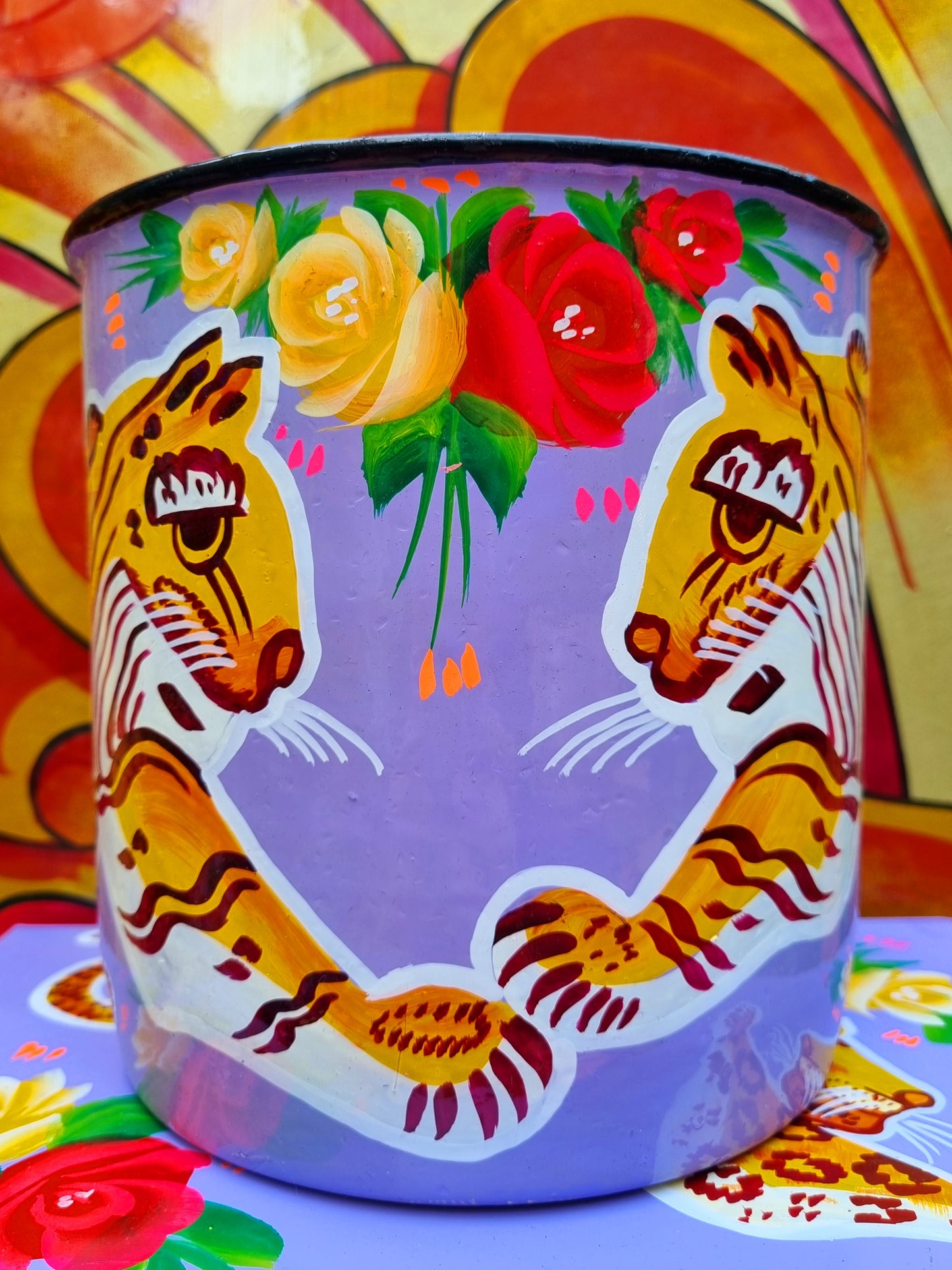Truck art pot - big cats