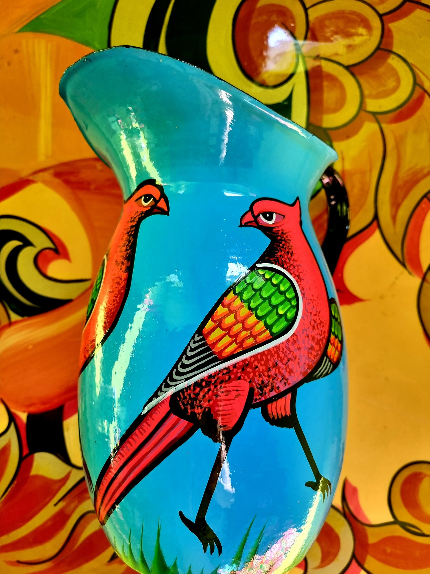 Pakistani Truck art jugs - birds and florals