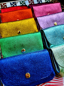 Rainbow metallic leather popper purses