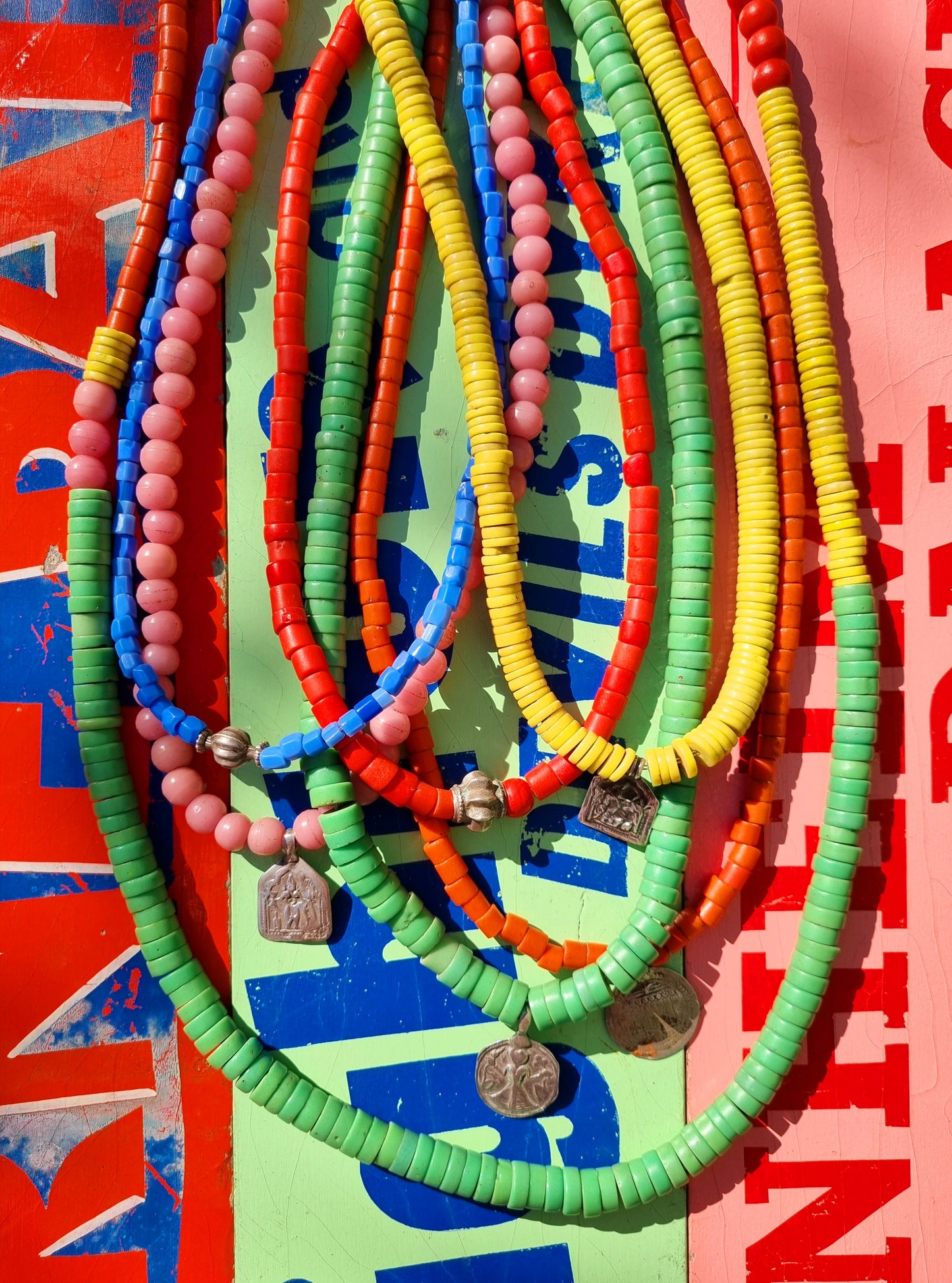 Pastel trade beads with silver