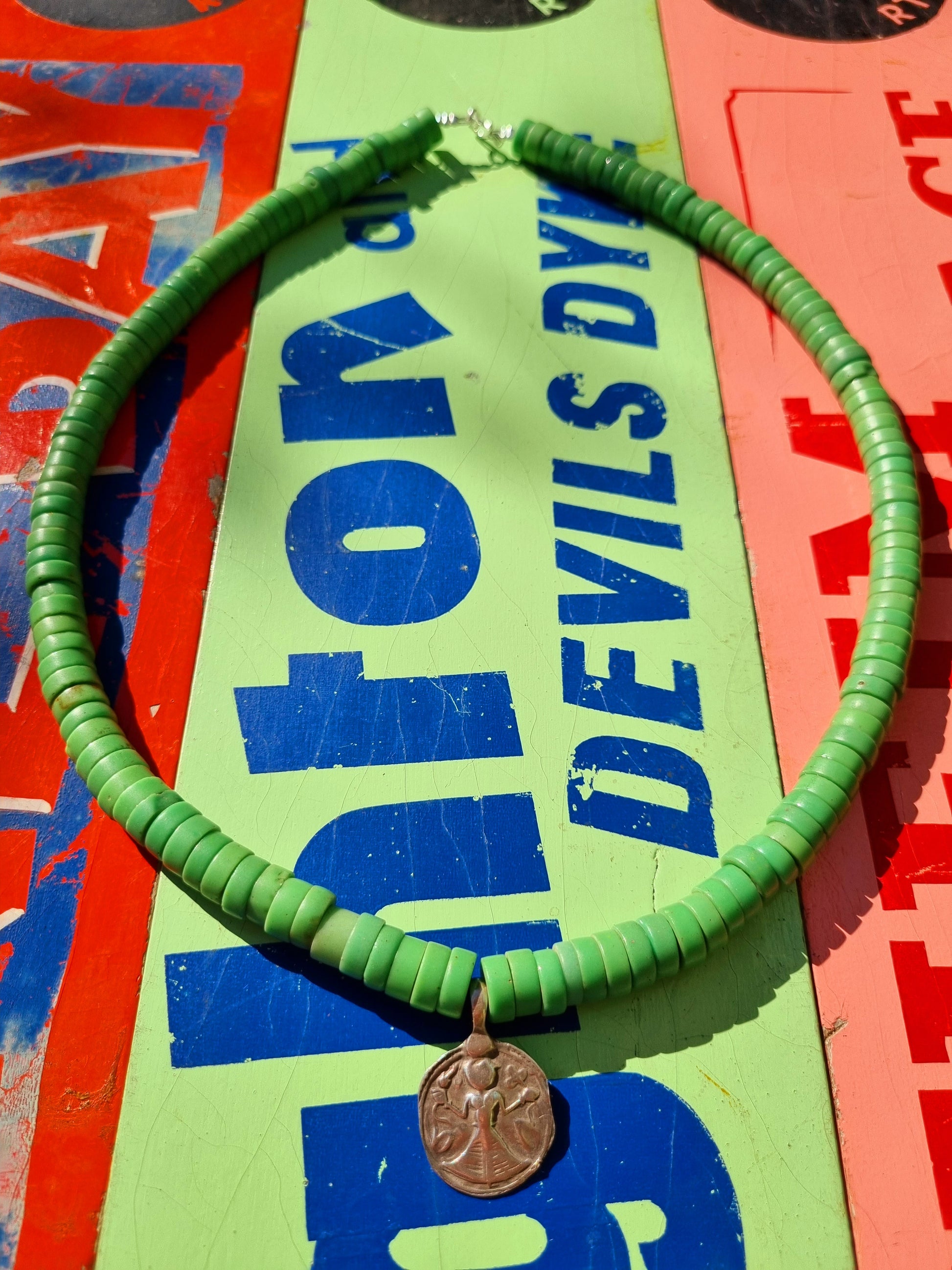 Pastel trade beads with silver
