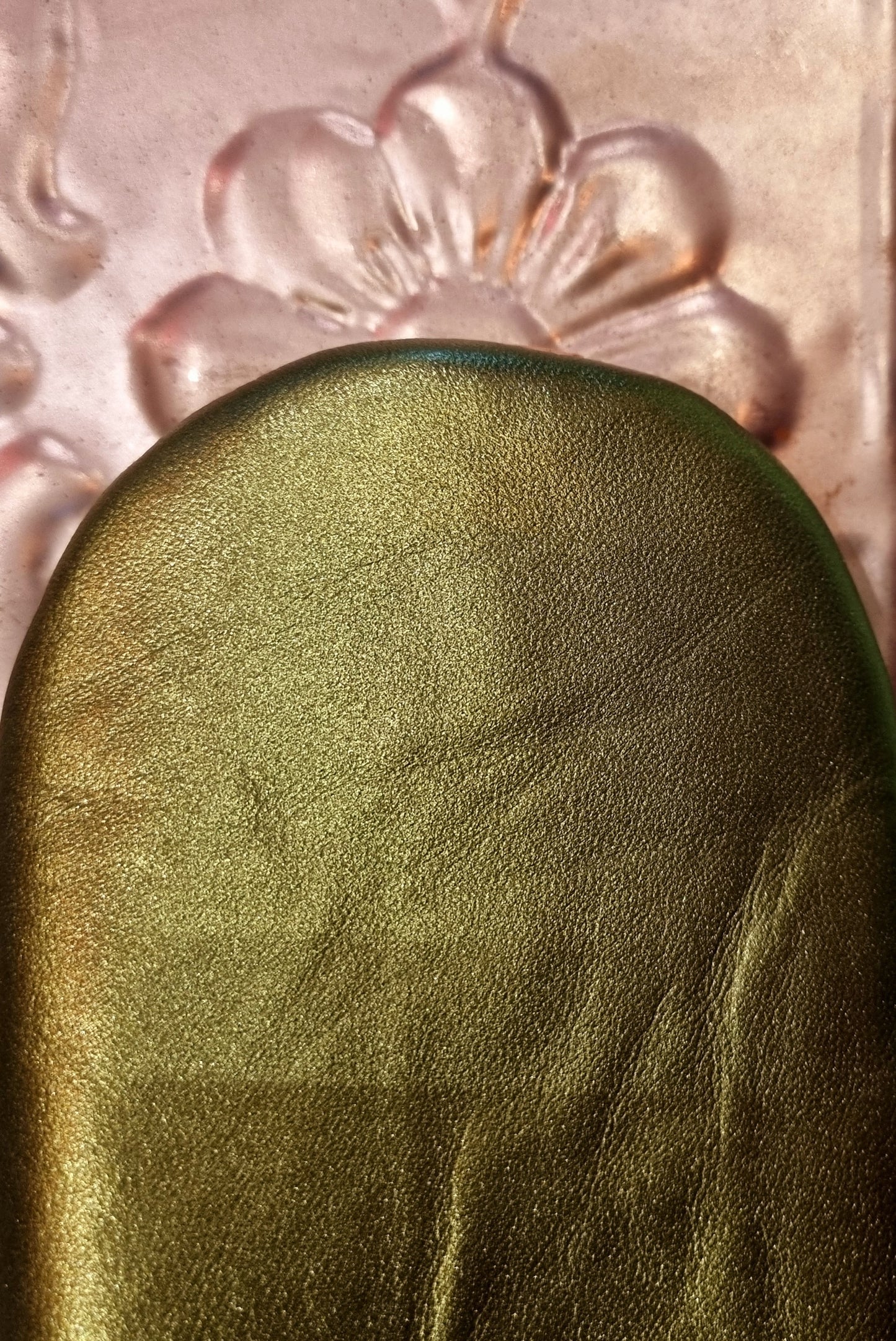 Soft leather metallic slippers .. size 42