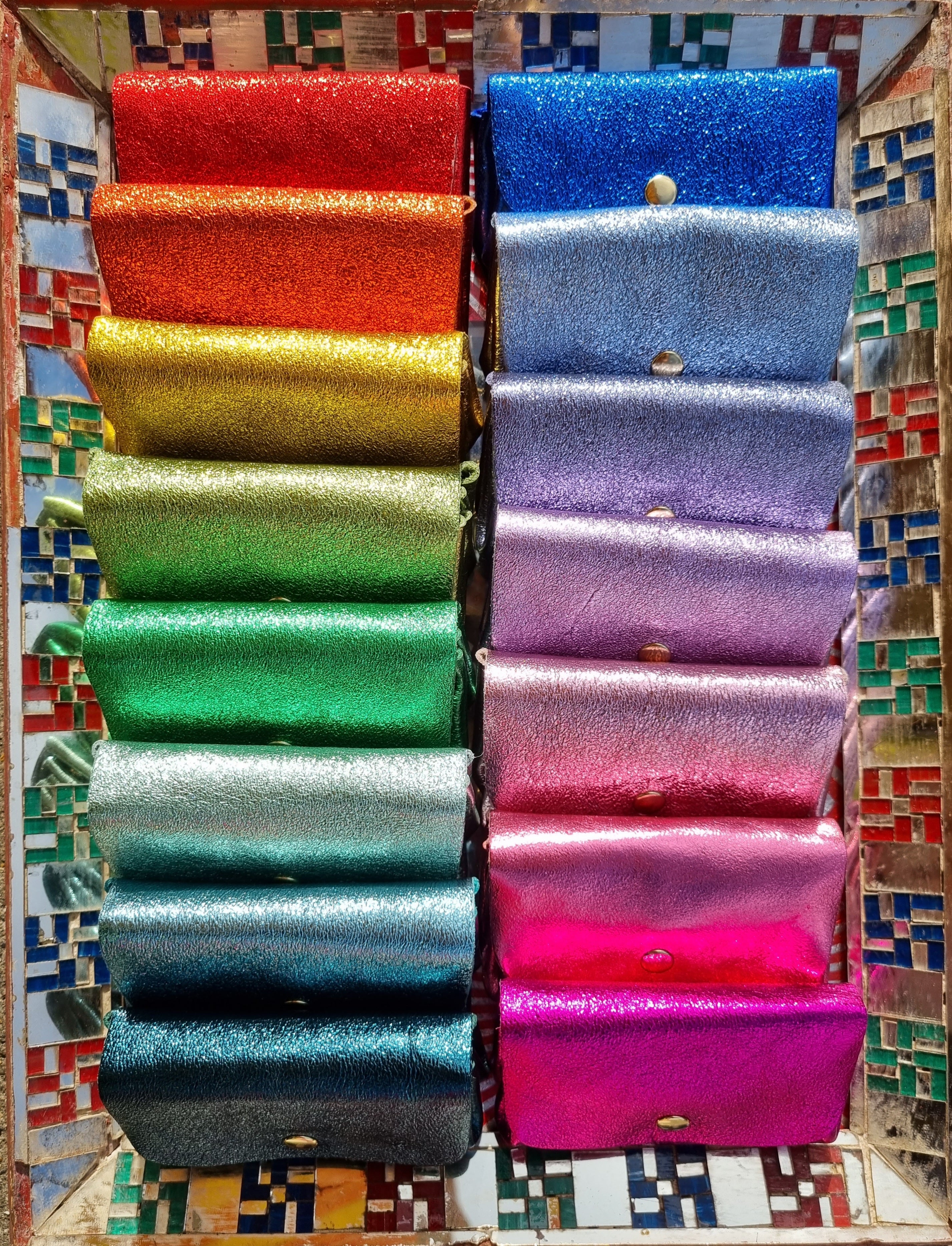 Color Pop Purses Rainbow metallic leather popper purses – blackout shop brighton