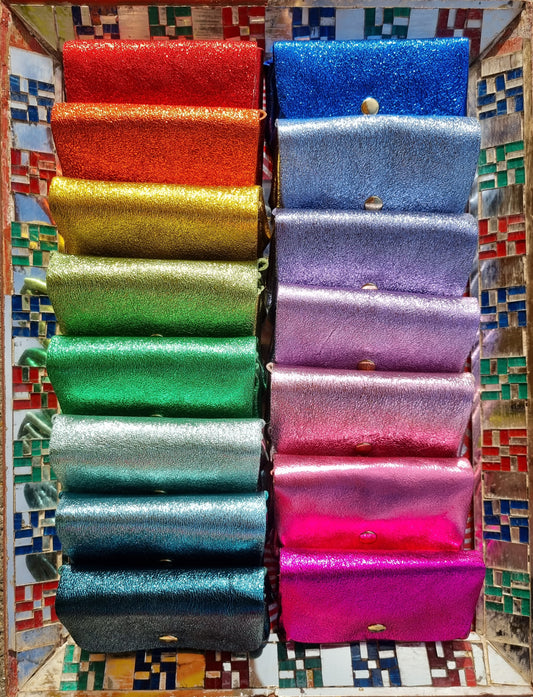 Rainbow metallic leather popper purses